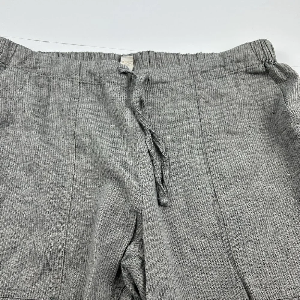 PRANA Breathe Pants Womens Xl Gray Ribbed Drawstring Cropped Outdoor Travel - Picture 6 of 13